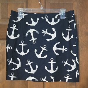 J. Crew Blue and White Mini Pencil Skirt